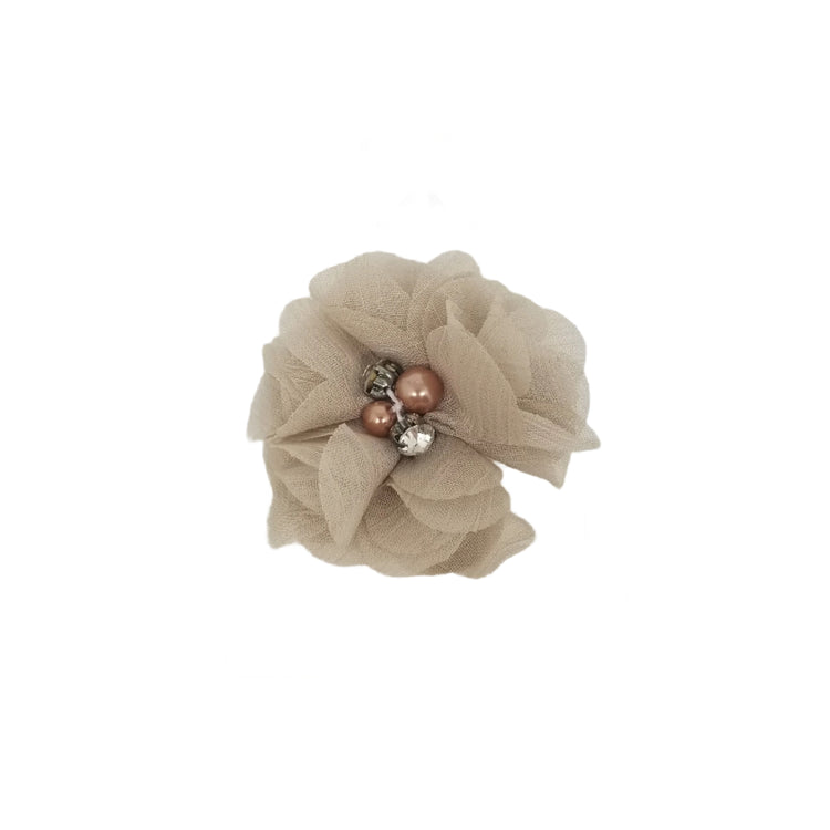 Single Chiffon Flower Hair Clip- Khaki