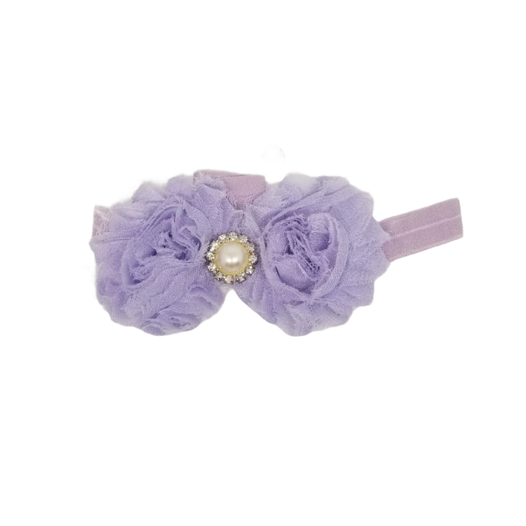 Shabby Flower Headband- Lilac