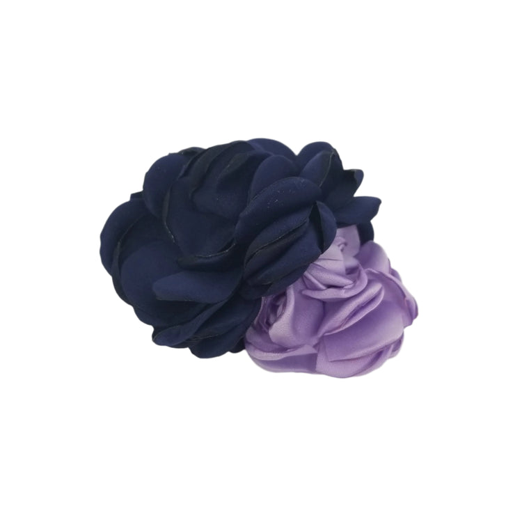 Burnt Edge Flower Hair Clip- Navy