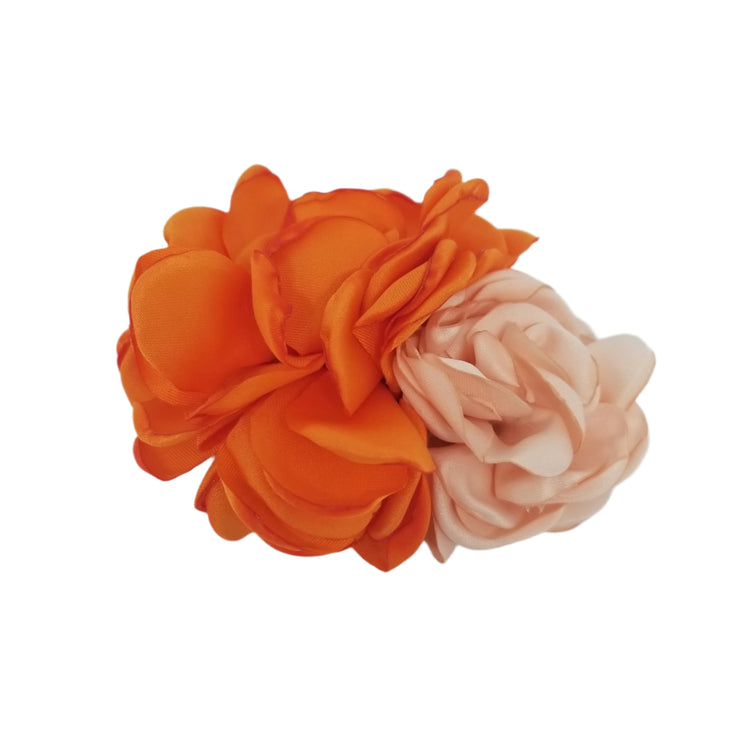 Burnt Edge Flower Hair Clip- Orange