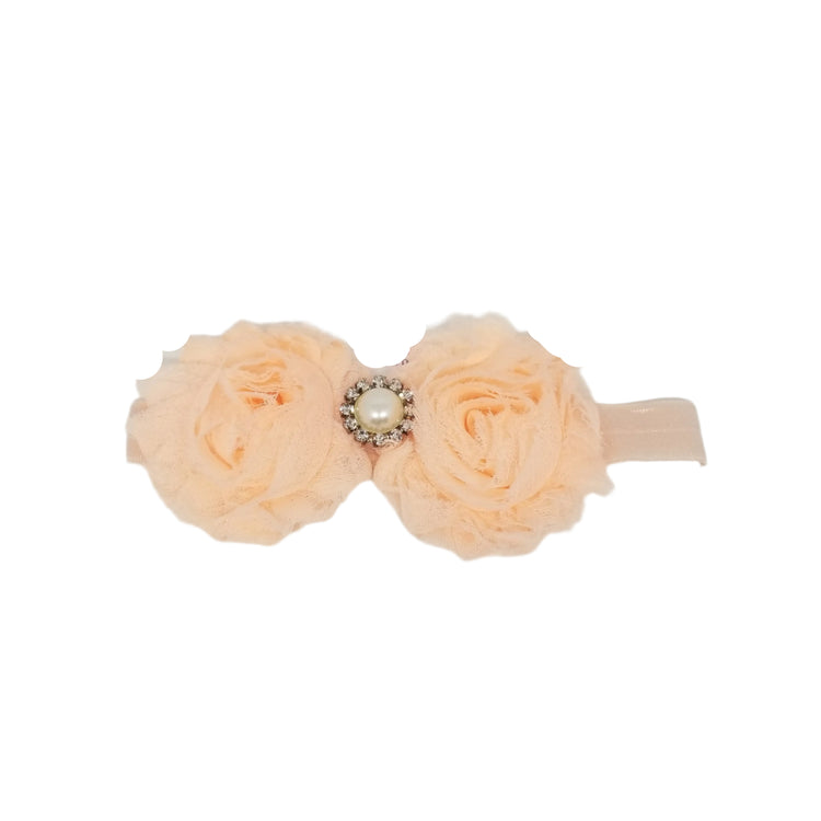 Shabby Flower Headband- Peach