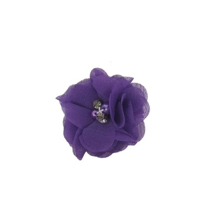 Single Chiffon Flower Hair Clip- Purple