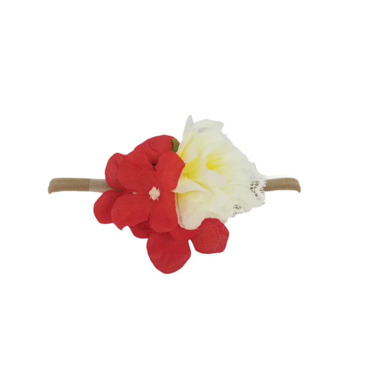Flower Cluster Baby Headband- Red
