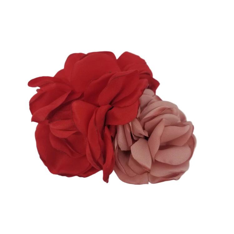 Burnt Edge Flower Hair Clip- Red