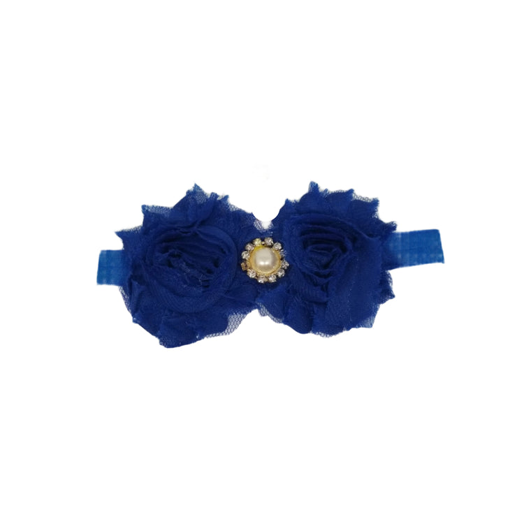 Shabby Flower Headband- Royal