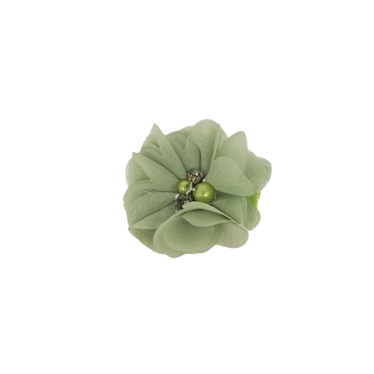 Single Chiffon Flower Hair Clip- Sage