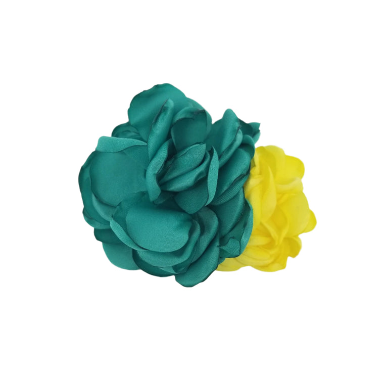 Burnt Edge Flower Hair Clip- Teal