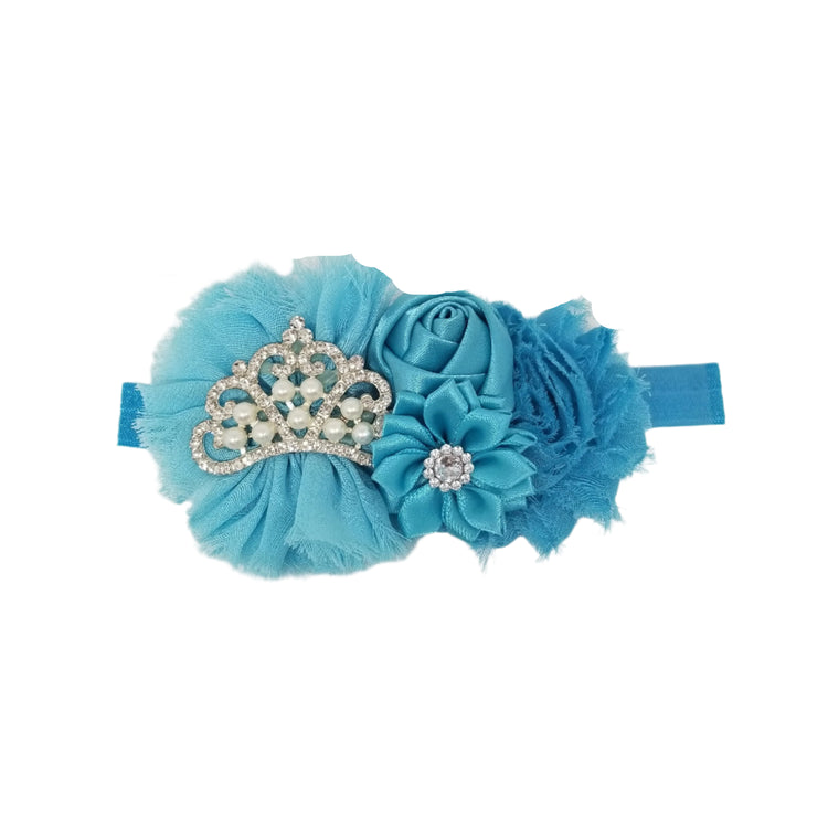 Princess Crown Flower Headband- Turquoise