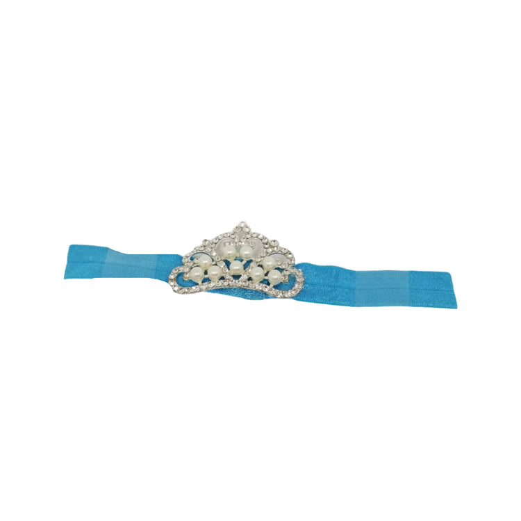 Jeweled Princess Crown Headband- Turquoise