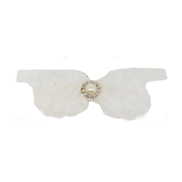 Shabby Flower Headband- White