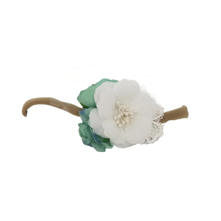 Flower Cluster Baby Headband- White