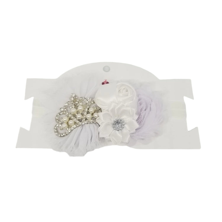 Princess Crown Flower Headband- White