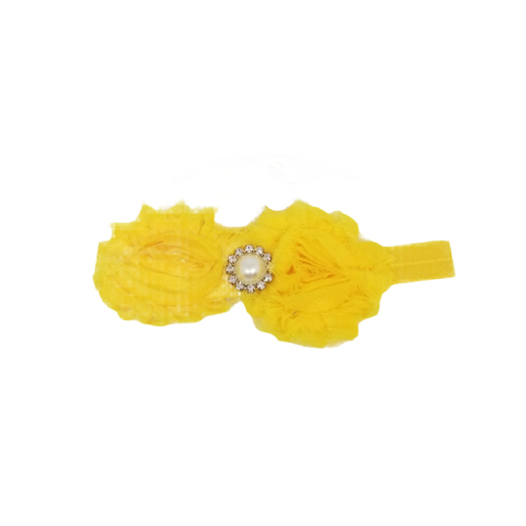 Shabby Flower Headband- Yellow