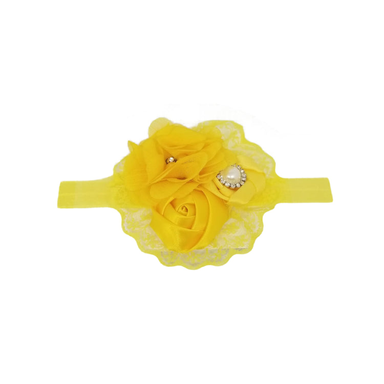 Lace Flower Headband- Yellow
