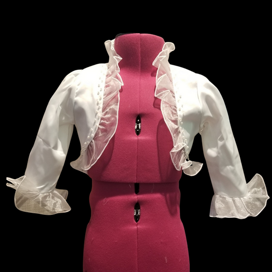 LIL MISS - Ivory Tulle Ruffle with Pearls Long Sleeve Bolero - Girls Dress