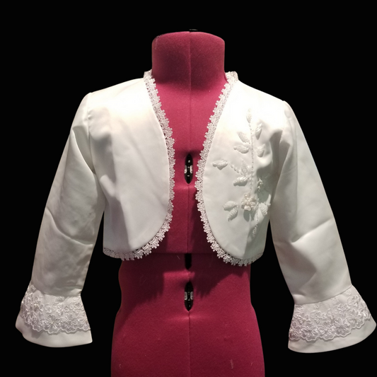 LIL MISS - Ivory Long Sleeve Lace Detail Bolero - Girls Dress