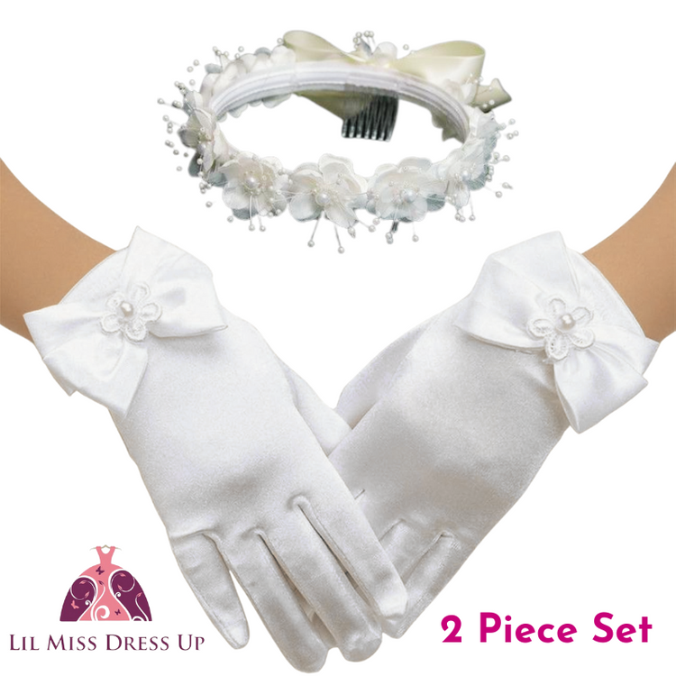 FLORAL CROWN & GLOVES SET - IVORY