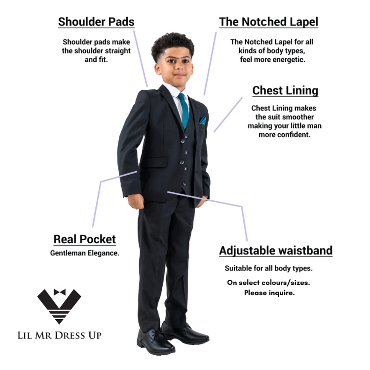 LIL MR -  Boys 5 Piece Formal Suit - Cobalt