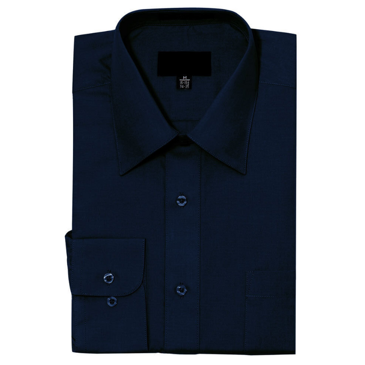 BOYS BUTTON DOWN DRESS SHIRT - NAVY BLUE