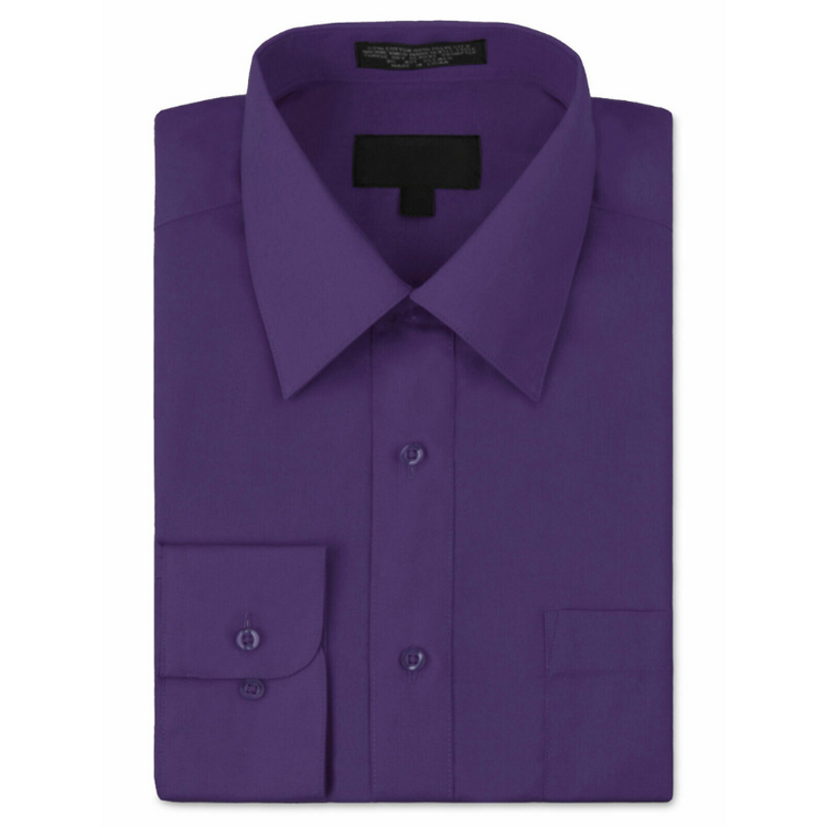 BOYS BUTTON DOWN DRESS SHIRT - PURPLE