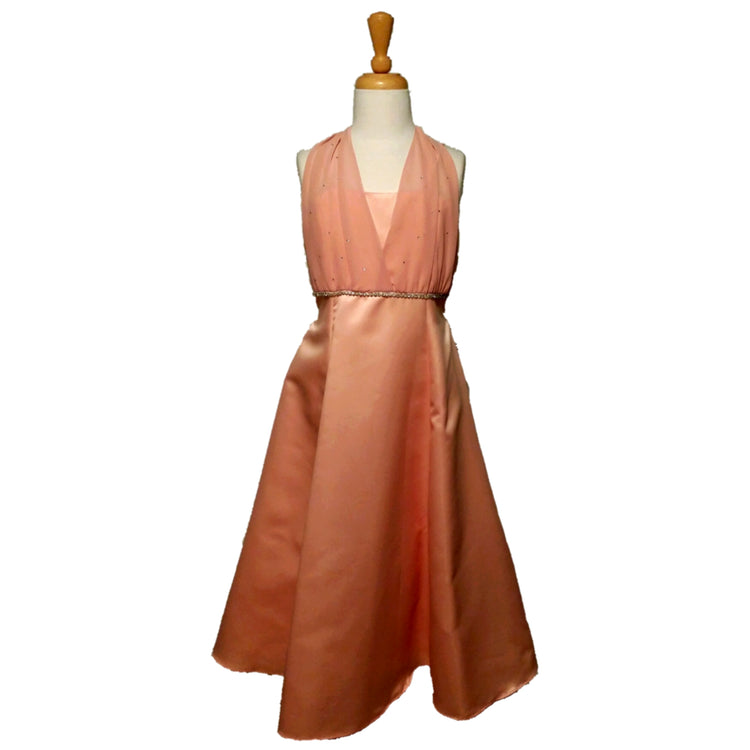 LIL MISS -  Laurel - Peach - Girls Dress