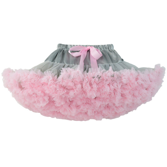 LIL MISS -  Premium Fluffy Pettiskirt - Grey/Pink - Girls Dress