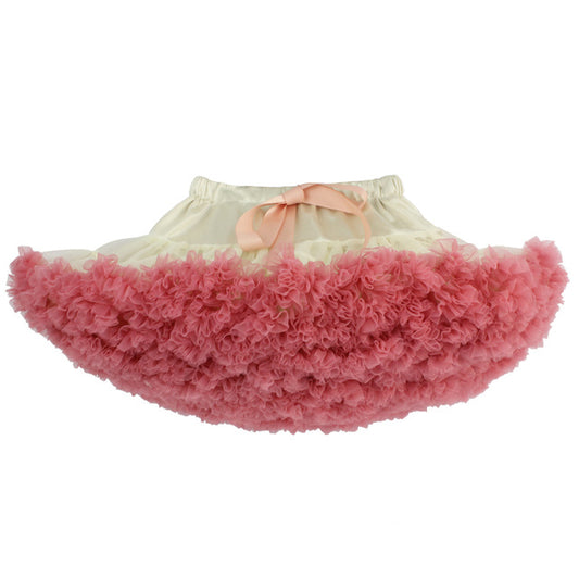 LIL MISS -  Premium Fluffy Pettiskirt - Ivory/Coral - Girls Dress