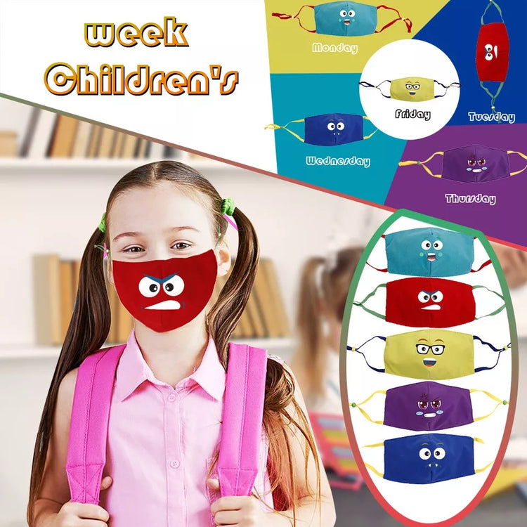 5 Pack Kids Face Masks - Faces