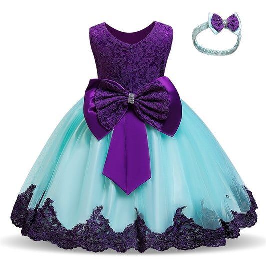 1st Birthday Signature Dress - PURPLE/BLUE