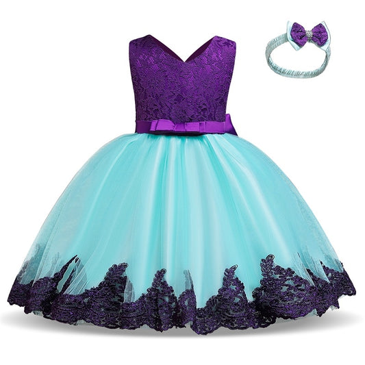 1st Birthday Signature Dress - PURPLE/BLUE