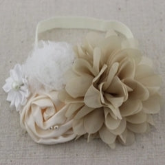 LIL MISS -  Floral Headband - Beige