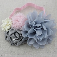 LIL MISS -  Floral Headband - Grey