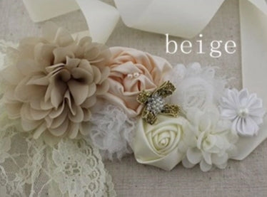 LIL MISS -  Dress Floral Belt - Beige