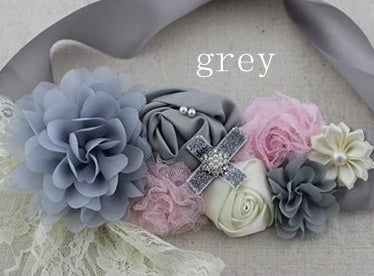LIL MISS -  Dress Floral Belt - Grey