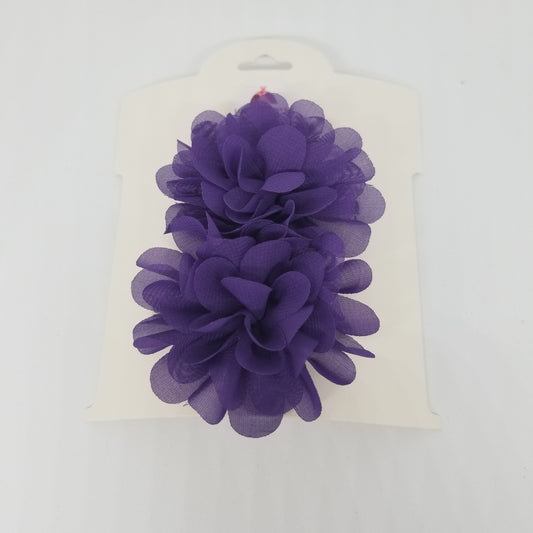 LIL MISS -  Double Flower Hair Clips- Purple