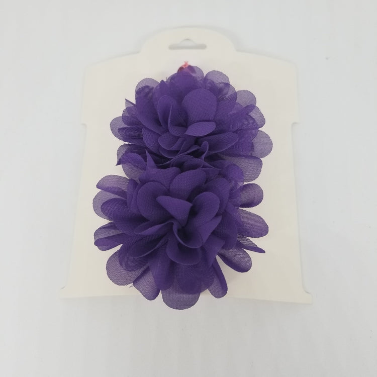 LIL MISS -  Double Flower Hair Clips- Purple