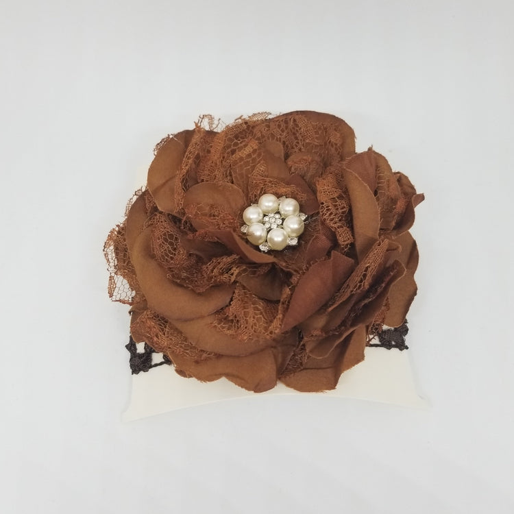 Single Bloom Lace Headband- Brown