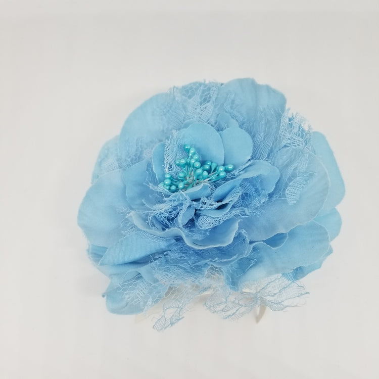 LIL MISS -  Single Bloom Lace Headband- Blue
