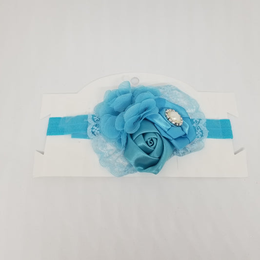 LIL MISS -  Lace Flower Headband- Turquoise