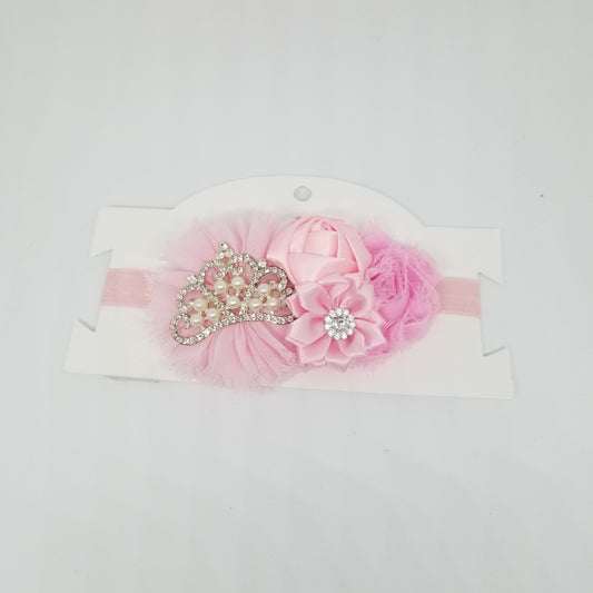 LIL MISS -  Princess Crown Flower Headband- Pink
