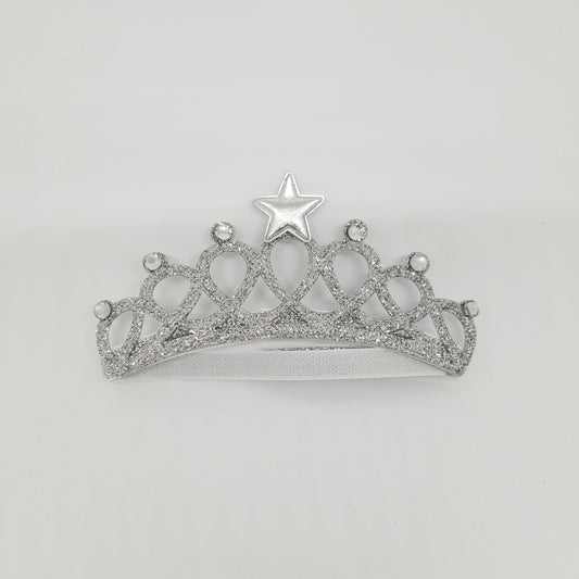LIL MISS -  Princess Soft Crown Baby Headband- Silver