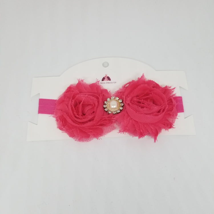 LIL MISS -  Shabby Flower Headband- Hot Pink
