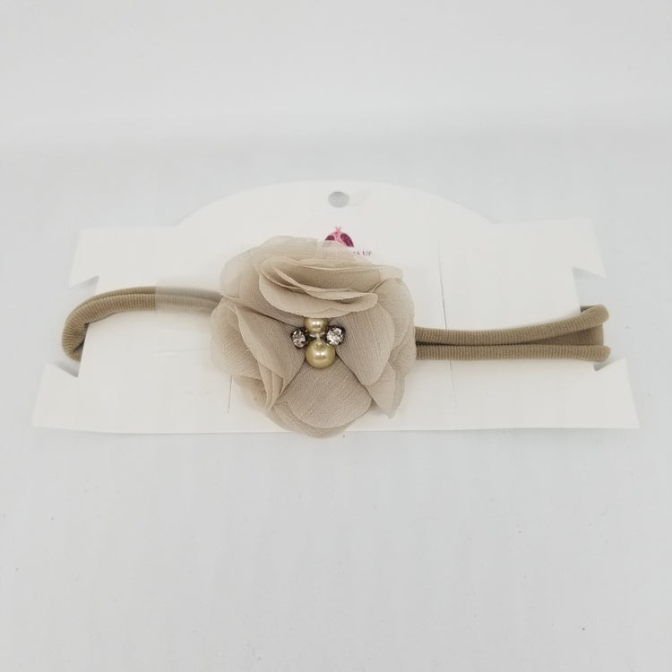 LIL MISS -  Chiffon Flower Baby Headband- Khaki