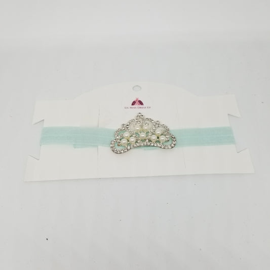 LIL MISS -  Jeweled Princess Crown Headband- Blue