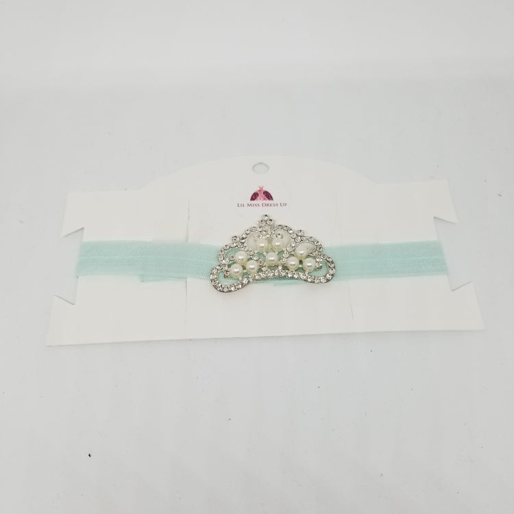 LIL MISS -  Jeweled Princess Crown Headband- Blue