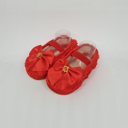 LIL MISS -  Red Rosette Baby Shoe