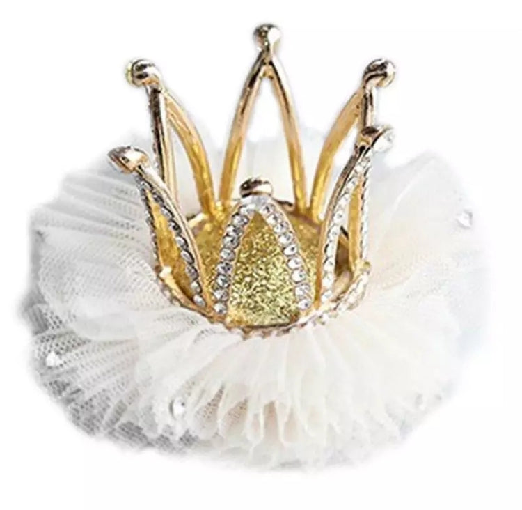 LIL MISS -  Crystal Crown with Ivory Tulle