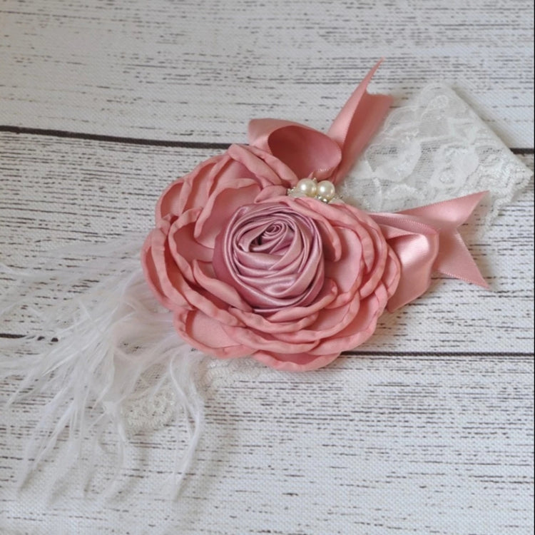 LIL MISS -  Vintage Flower Headband - Dusty Rose