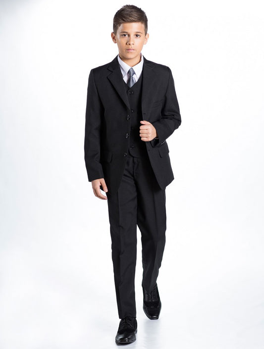 LIL MR -  Boys 5 Piece Formal Suit - Black