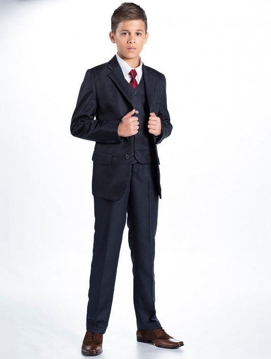 LIL MR -  Boys 5 Piece Formal Suit - Dark Navy